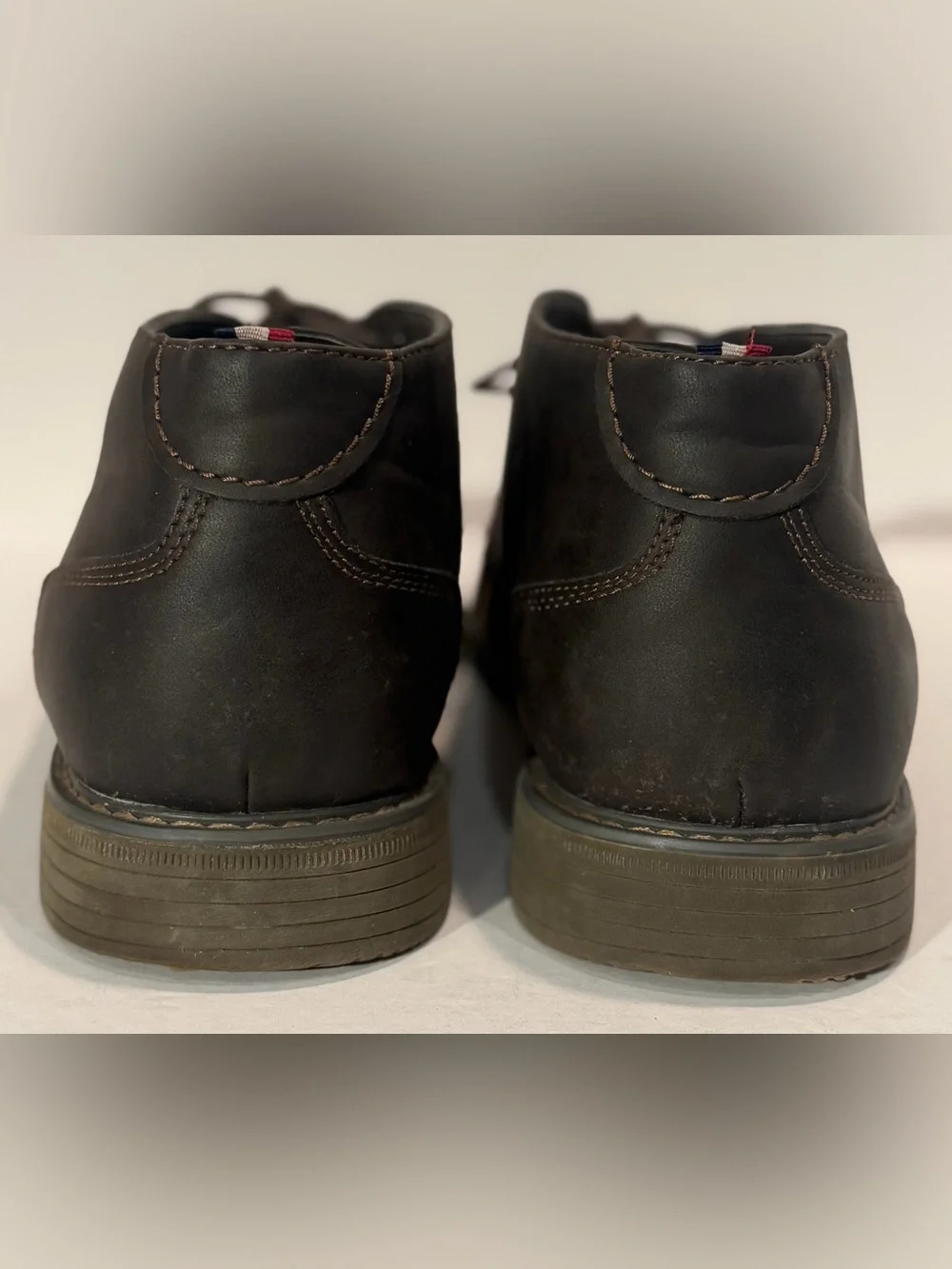 Izod Mens 11 Med Inwood Gaucho Chukka Boots Brown Faux Leather Lace Up